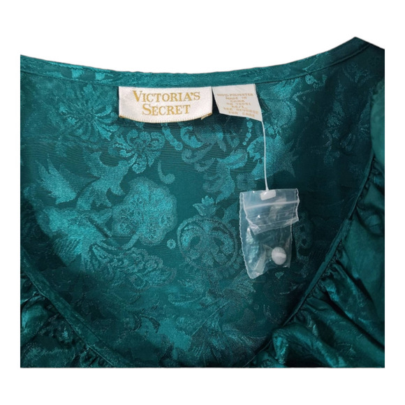 New Vintage gold label Victoria's Secret emerald green night gown size m/l - Picture 5 of 7